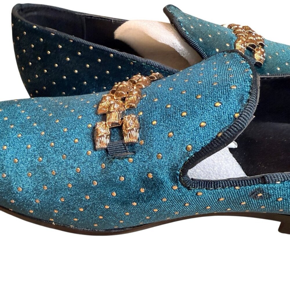 Royal Shoes Green  Dress Loafers Men's Casual Studded Link Size 10 - Picture 4 of 6
